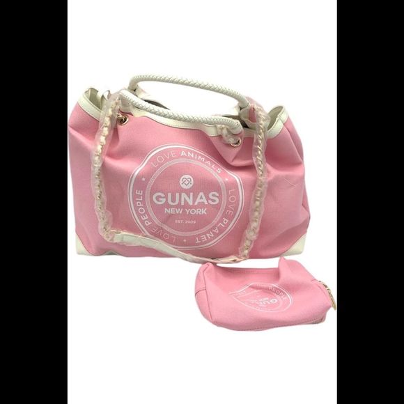Gunas New York Canvas Double Handle Tote w/ Pouch Cotton Candy - Picture 1 of 3